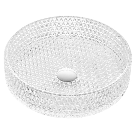 Anzzi Celeste Round Clear Glass Vessel Bathroom Sink with Faceted Pattern LS-AZ908